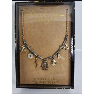 Rachel Roy Charm hamsa hand necklace Gold Tone 16 inch with 3 inch extender NIB